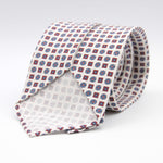 Cruciani & Bella 60% Linen, 40% Silk  Italian fabric Unlined tie White, Red and Blue Handmade in Italy 8 cm x 150 cm #6730