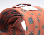 Cruciani & Bella 100% Printed Madder Silk  Italian fabric Unlined tie Orange, Green, Red and Blue Handmade in Italy 8 cm x 150 cm #5943