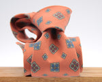 Cruciani & Bella 100% Printed Madder Silk  Italian fabric Unlined tie Orange, Green, Red and Blue Handmade in Italy 8 cm x 150 cm #5943