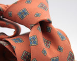 Cruciani & Bella 100% Printed Madder Silk  Italian fabric Unlined tie Orange, Green, Red and Blue Handmade in Italy 8 cm x 150 cm #5943