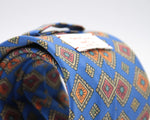 Cruciani & Bella 100% Printed Madder Silk  Italian fabric Unlined tie Royal Blue, Orange, Rust and Green Handmade in Italy 8 cm x 150 cm #5951