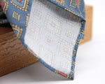 Cruciani & Bella 100% Printed Madder Silk  Italian fabric Unlined tie Denim Blue, Blue and Rust Handmade in Italy 8 cm x 150 cm #5952
