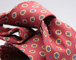 Cruciani & Bella 100% Printed Madder Silk  Italian fabric Unlined tie Red, Blue and Beige Handmade in Italy 8 cm x 150 cm #6610