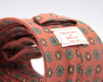 Cruciani & Bella 100% Printed Madder Silk  Italian fabric Unlined tie Orange, Brown and Green Handmade in Italy 8 cm x 150 cm #6614