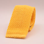 Drake's for Cruciani & Bella 100% Knitted Cotton Yellow knitted tie Handmade in Germany 6 cm x 145 cm