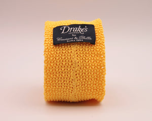 Drake's for Cruciani & Bella 100% Knitted Cotton Yellow knitted tie Handmade in Germany 6 cm x 145 cm