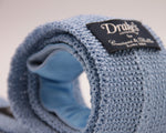 Drake's for Cruciani & Bella 100% Knitted Cotton Light Blue knitted tie Handmade in Germany 6 cm x 145 cm