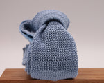 Drake's for Cruciani & Bella 100% Knitted Cotton Light Blue knitted tie Handmade in Germany 6 cm x 145 cm