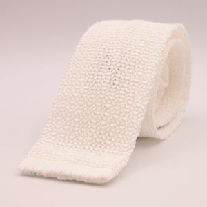 Drake's for Cruciani & Bella 100% Knitted Cotton White knitted tie Handmade in Germany 6 cm x 145 cm #5235
