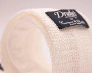 Drake's for Cruciani & Bella 100% Knitted Cotton White knitted tie Handmade in Germany 6 cm x 145 cm #5235