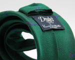 Drake's for Cruciani e Bella 100%  Woven Silk Tipped Green, Blue and Red Crocodile Motif Tie Handmade in London, England 8 cm x 150 cm #3648