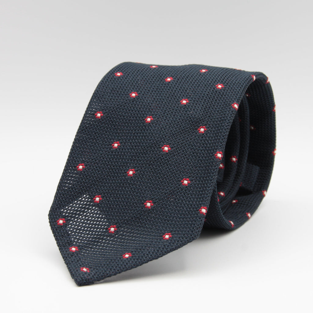 Cruciani & Bella 100% Silk Garza Sottile Woven in Italy Unlined Hand rolled blades Blue, Red and White Handmade in Italy 8 cm x 150 cm #6182