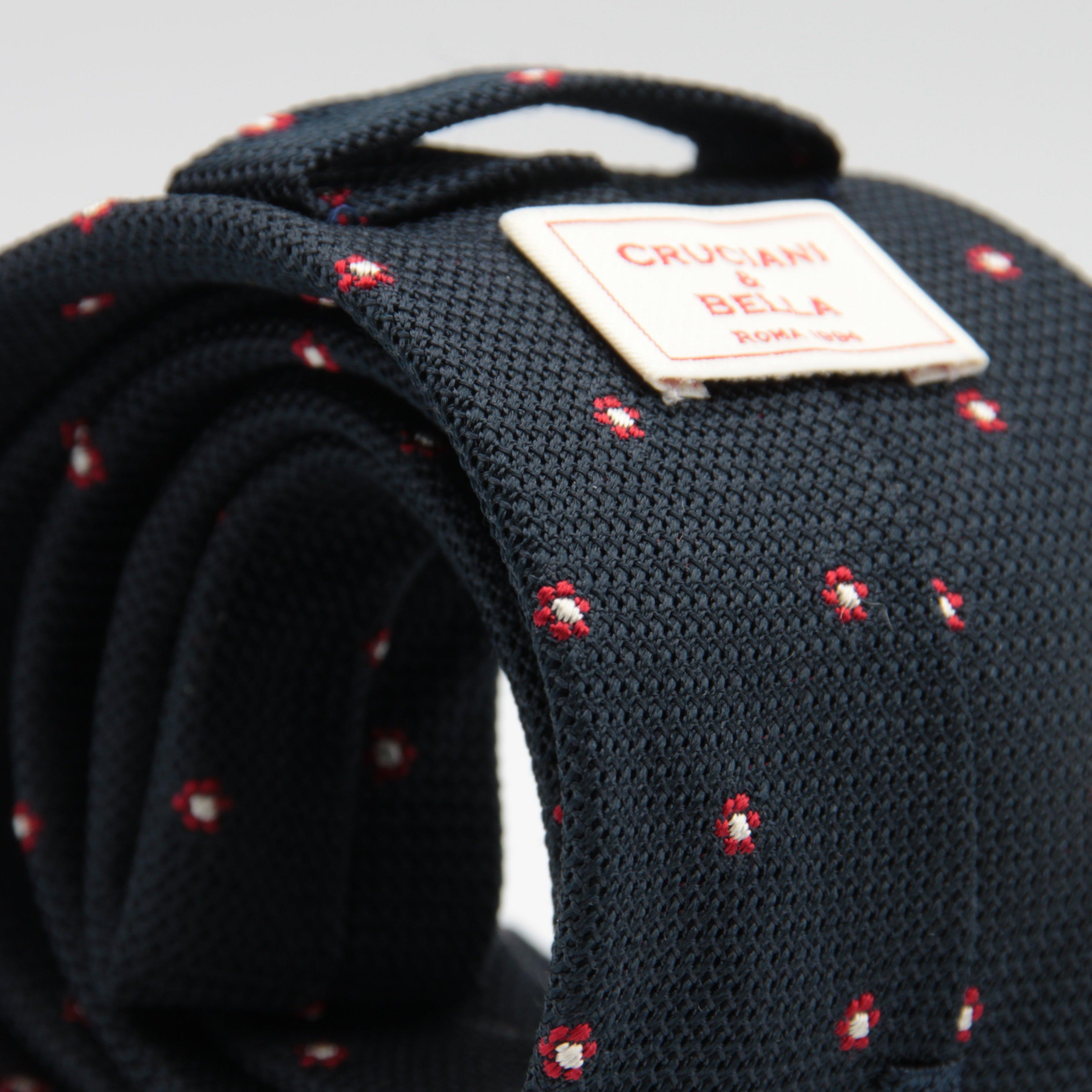 Cruciani & Bella 100% Silk Garza Sottile Woven in Italy Unlined Hand rolled blades Blue, Red and White Handmade in Italy 8 cm x 150 cm #6182