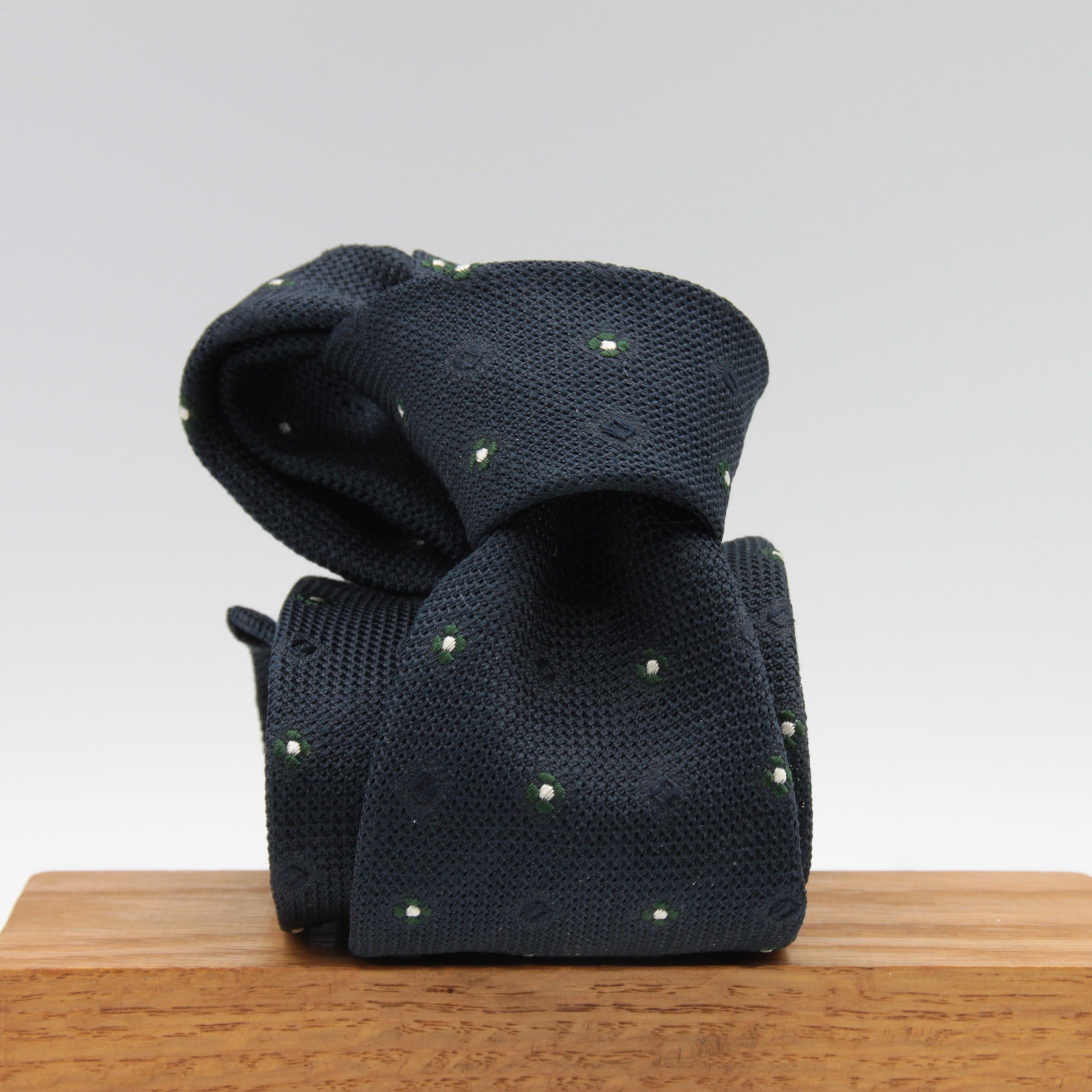 Cruciani & Bella 100% Silk Garza Sottile Woven in Italy Unlined Hand rolled blades Blue, Dark Green and White Handmade in Italy 8 cm x 150 cm #6185