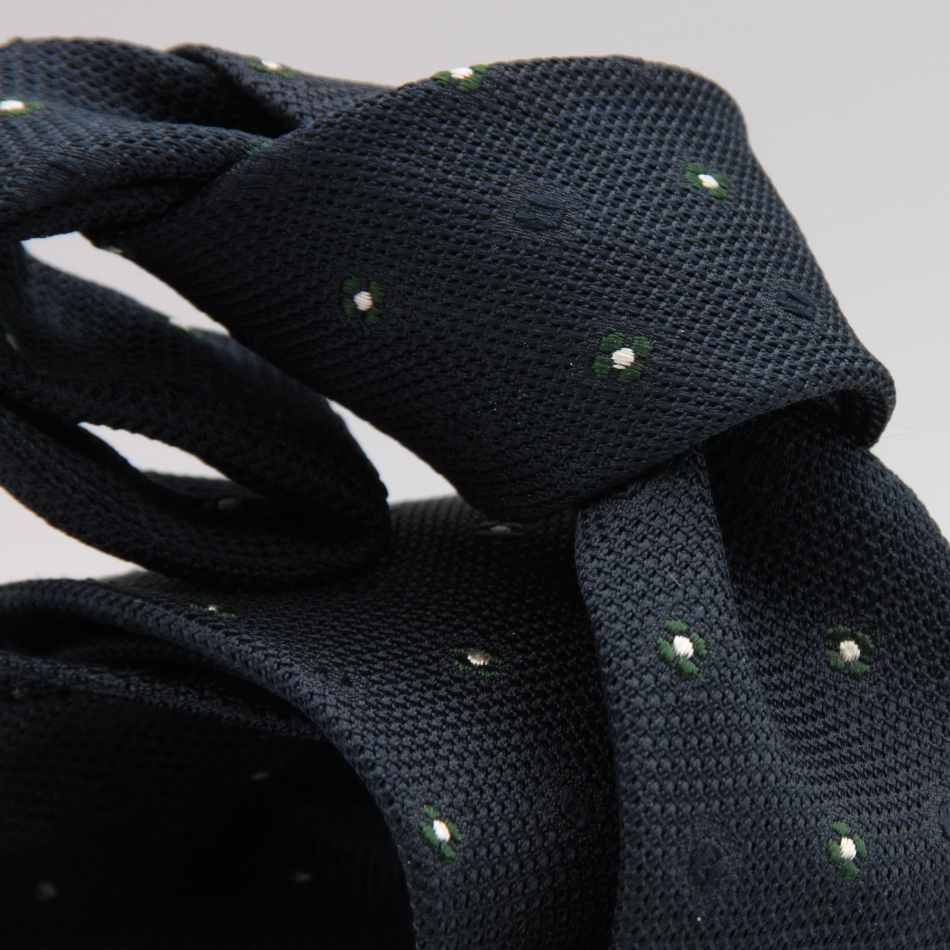Cruciani & Bella 100% Silk Garza Sottile Woven in Italy Unlined Hand rolled blades Blue, Dark Green and White Handmade in Italy 8 cm x 150 cm #6185