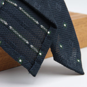 Cruciani & Bella 100% Silk Garza Sottile Woven in Italy Unlined Hand rolled blades Blue, Dark Green and White Handmade in Italy 8 cm x 150 cm #6185