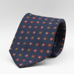 Drake's for Cruciani & Bella 36 oz Tipped 100% Printed Madder Silk Blue, Red and Green Motif Tie Handmade in London. England 9 cm x 150 cm #5183