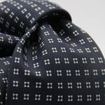 Drake's for Cruciani & Bella 36 oz Self-Tipped 100% Printed Silk Blue and White Motif Tie Handmade in London. England 9 cm x 150 cm #1841