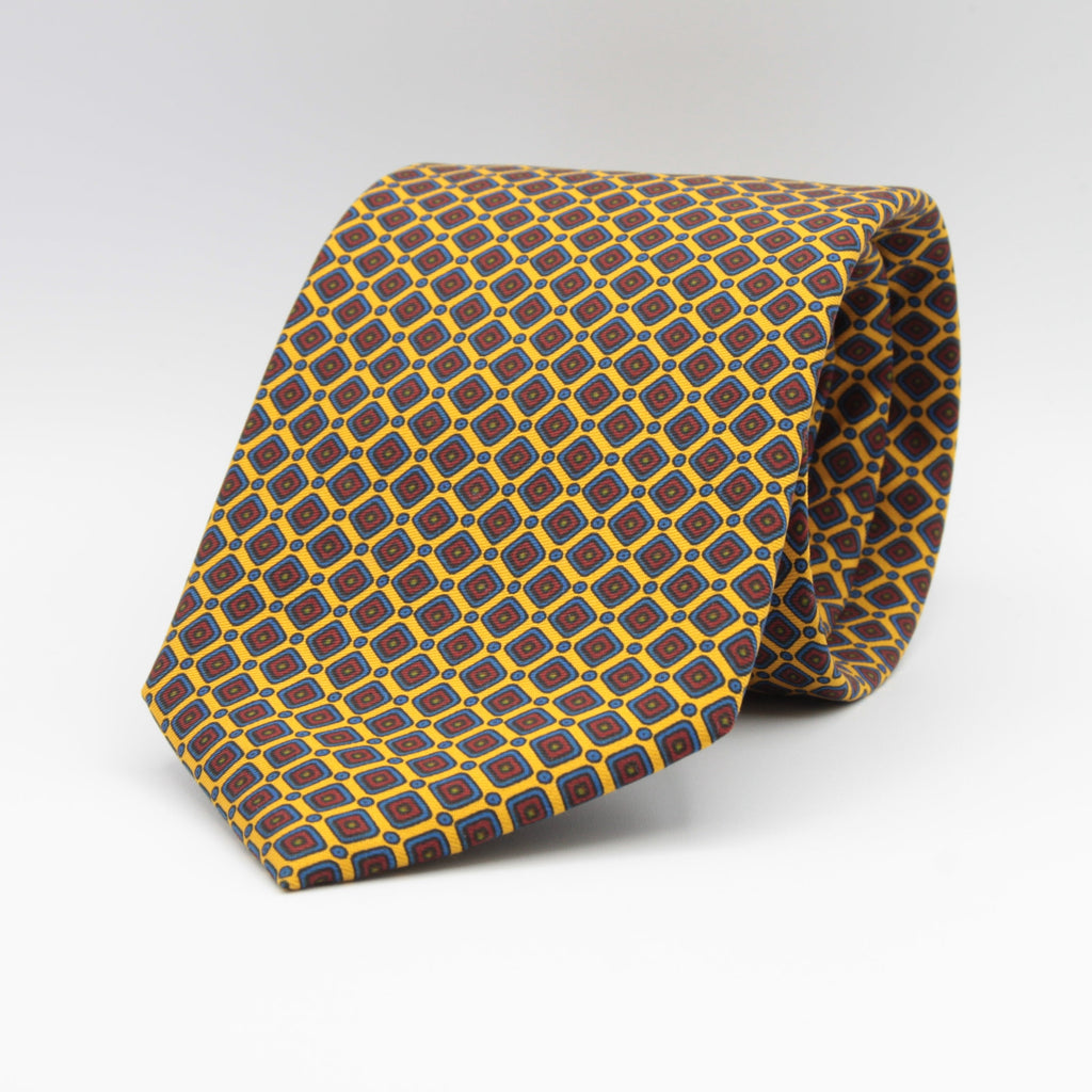 Holliday & Brown for Cruciani & Bella 100% Printed Silk Tipped Yellow, Red, Blue and Green  tie Handmade in Italy 9.5 cm x 150 cm #6593