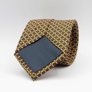 Holliday & Brown for Cruciani & Bella 100% Printed Silk Tipped Yellow, Red, Blue and Green  tie Handmade in Italy 9.5 cm x 150 cm #6593