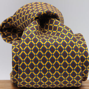 Holliday & Brown for Cruciani & Bella 100% Printed Silk Tipped Yellow, Red, Blue and Green  tie Handmade in Italy 9.5 cm x 150 cm #6593