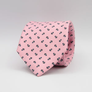 Holliday & Brown for Cruciani & Bella 100% Printed Silk Self-Tipped Pink, Light Blue and White  tie Handmade in Italy 9 cm x 148 cm #6599