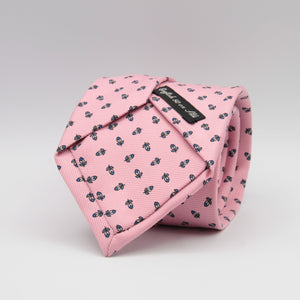 Holliday & Brown for Cruciani & Bella 100% Printed Silk Self-Tipped Pink, Light Blue and White  tie Handmade in Italy 9 cm x 148 cm #6599