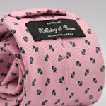 Holliday & Brown for Cruciani & Bella 100% Printed Silk Self-Tipped Pink, Light Blue and White  tie Handmade in Italy 9 cm x 148 cm #6599