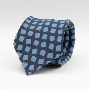 Holliday & Brown for Cruciani & Bella 100% printed Silk Unlined Seven Fold Blue and Light Blue motif tie Handmade in Italy 8 cm x 150 cm #6954