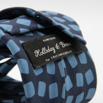 Holliday & Brown for Cruciani & Bella 100% printed Silk Unlined Seven Fold Blue and Light Blue motif tie Handmade in Italy 8 cm x 150 cm #6954