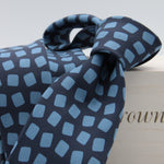 Holliday & Brown for Cruciani & Bella 100% printed Silk Unlined Seven Fold Blue and Light Blue motif tie Handmade in Italy 8 cm x 150 cm #6954