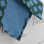 Holliday & Brown for Cruciani & Bella 100% printed Silk Unlined Seven Fold Green and Light Blue motif tie Handmade in Italy 8 cm x 150 cm #6955