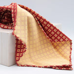 Holliday & Brown for Cruciani & Bella 100% printed Silk Unlined Seven Fold Red and Yellow motif tie Handmade in Italy 8 cm x 150 cm #6957