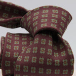 Holliday & Brown for Cruciani & Bella 100% printed Silk Unlined Seven Fold Wine and Green motif tie Handmade in Italy 8 cm x 150 cm #6958