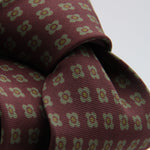 Holliday & Brown for Cruciani & Bella 100% printed Silk Unlined Seven Fold Wine and Green motif tie Handmade in Italy 8 cm x 150 cm #6958