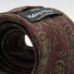 Holliday & Brown for Cruciani & Bella 100% printed Silk Unlined Seven Fold Wine and Green Paisley motif tie Handmade in Italy 8 cm x 150 cm #6951