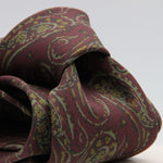Holliday & Brown for Cruciani & Bella 100% printed Silk Unlined Seven Fold Wine and Green Paisley motif tie Handmade in Italy 8 cm x 150 cm #6951