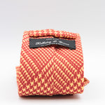 Holliday & Brown for Cruciani & Bella 100% printed Silk Unlined Seven Fold Red and Yellow Prince of Wales motif tie Handmade in Italy 8 cm x 150 cm #6961