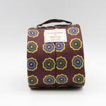 Cruciani & Bella 100% Woven Jacquard Silk Unlined Wine, Blue, Green and Yellow motif tie Handmade in England 8 x 153 cm #6267