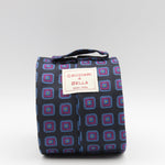 Cruciani & Bella 100% Woven Jacquard Silk Unlined Dark Blue, Purple, Blue and Yellow motif tie Handmade in England 8 x 153 cm #6261
