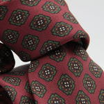Holliday & Brown for Cruciani & Bella 100% printed Silk Self tipped Rust, Green and Orange motif tie Handmade in Italy 8 cm x 150 cm #6972