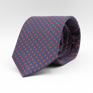 Holliday & Brown for Cruciani & Bella 100% printed Silk Self tipped Blue, Red and White motif tie Handmade in Italy 8 cm x 150 cm #6965