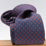 Holliday & Brown for Cruciani & Bella 100% printed Silk Self tipped Blue, Red and White motif tie Handmade in Italy 8 cm x 150 cm #6965