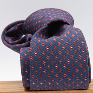 Holliday & Brown for Cruciani & Bella 100% printed Silk Self tipped Blue, Red and White motif tie Handmade in Italy 8 cm x 150 cm #6965