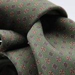 Holliday & Brown for Cruciani & Bella 100% printed Silk Self tipped Green and Orange motif tie Handmade in Italy 8 cm x 150 cm #6983