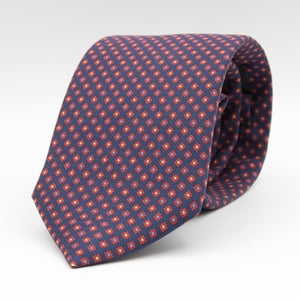 Holliday & Brown for Cruciani & Bella 100% printed Madder Silk Self tipped Blue, Red and Yellow motif tie Handmade in Italy 8 cm x 150 cm #6995