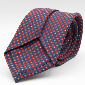 Holliday & Brown for Cruciani & Bella 100% printed Madder Silk Self tipped Blue, Red and Yellow motif tie Handmade in Italy 8 cm x 150 cm #6995