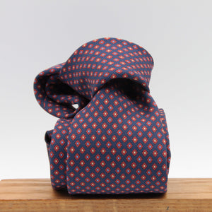 Holliday & Brown for Cruciani & Bella 100% printed Madder Silk Self tipped Blue, Red and Yellow motif tie Handmade in Italy 8 cm x 150 cm #6995