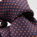Holliday & Brown for Cruciani & Bella 100% printed Madder Silk Self tipped Blue, Red and Yellow motif tie Handmade in Italy 8 cm x 150 cm #6995