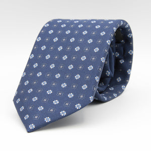 Holliday & Brown for Cruciani & Bella 100% printed Silk Self tipped Blue, Light Blue and White motif tie Handmade in Italy 8 cm x 150 cm #6978
